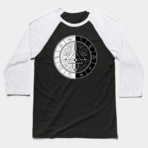 Bill Cipher Black and White Sign Baseball T-Shirt by samkun